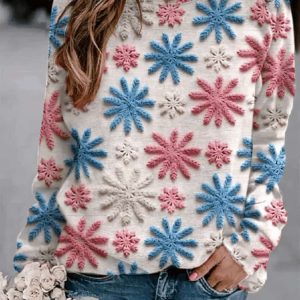 Women’s Christmas Colorful Snowflakes Print Sweatshirt