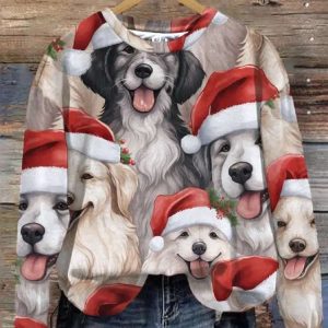 Women’s Christmas Dog Print Sweatshirt