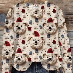 Women’s Christmas Funny Dog Print Sweatshirt