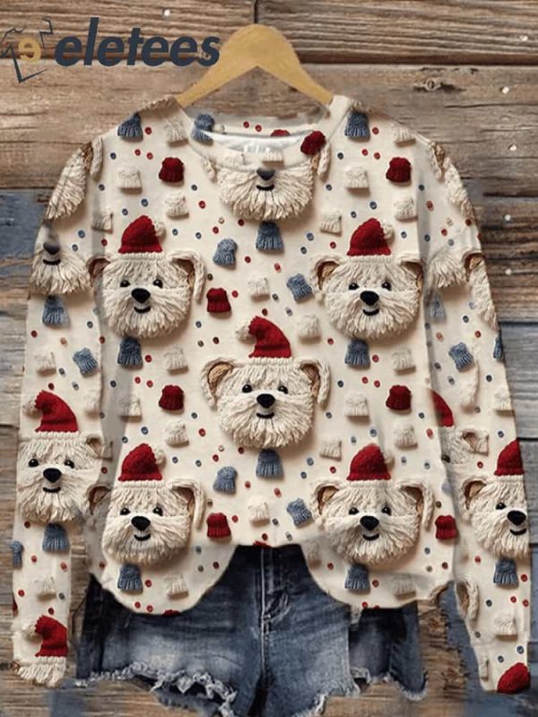 Women’s Christmas Funny Dog Print Sweatshirt