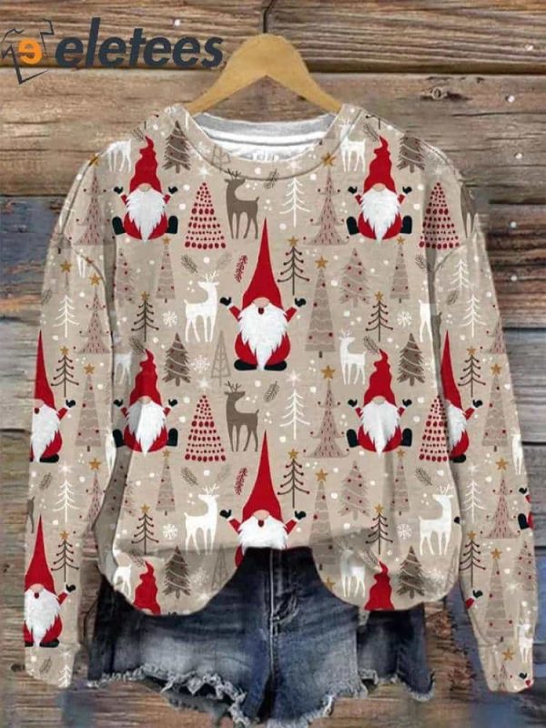 Women’s Christmas Gnome Print Sweatshirt