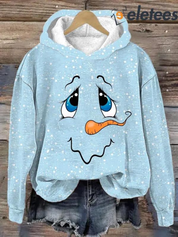 Women’s Christmas Snowman Print Hooded Sweatshirt