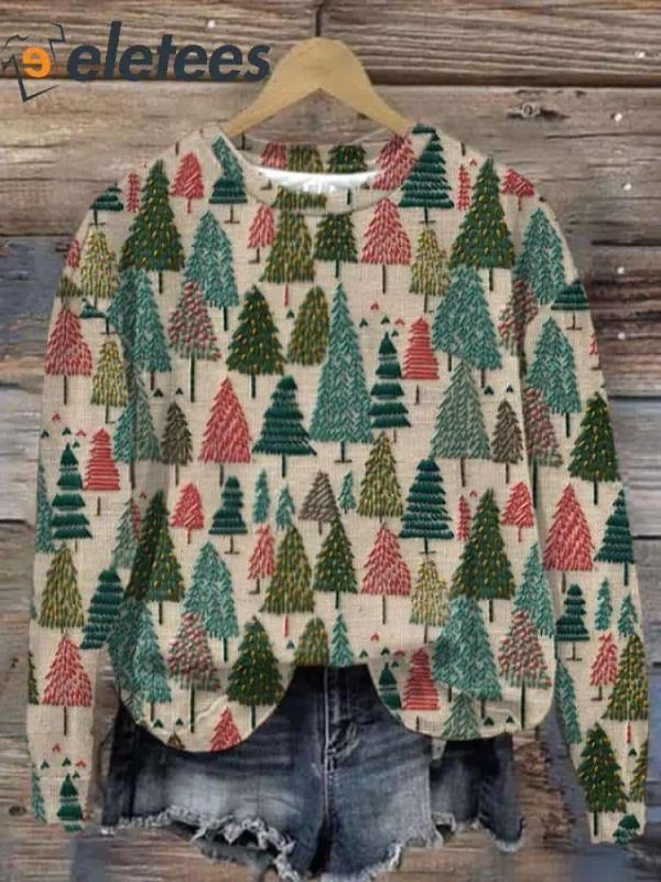 Women’s Christmas Tree Forest Print Sweatshirt