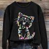 Women’s Christmas lights cat Print Sweatshirt