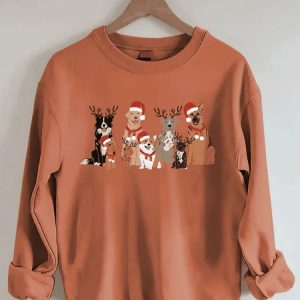 Womens Dog Christmas Print Sweatshirt
