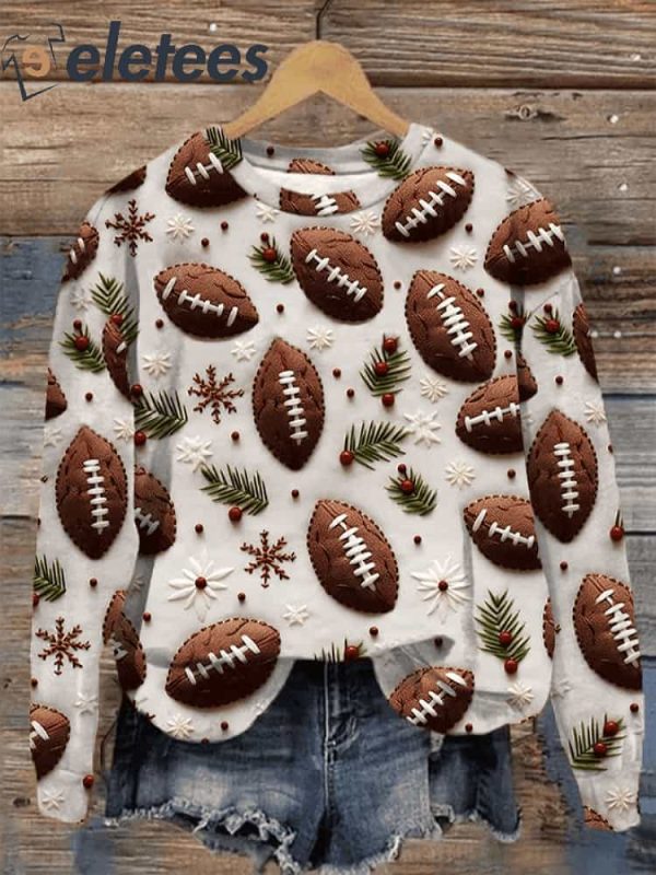Women’s Embroidery Football Print Casual Sweatshirt