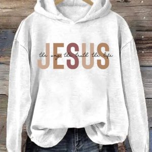 Women's Faith Print Hoodie Long Sleeve Sweatshirt