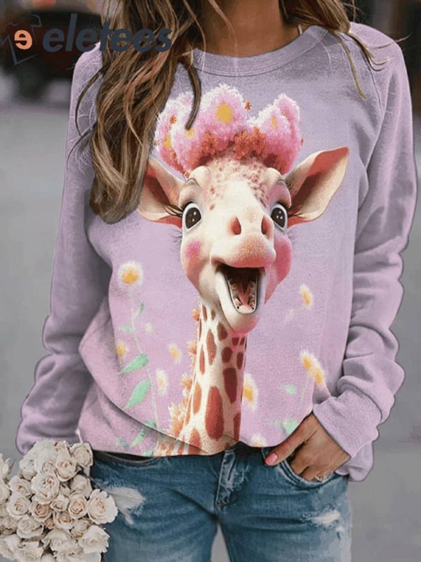 Women’s Floral Deer Print Sweatshirt
