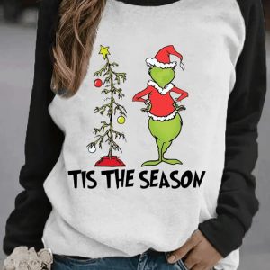 Womens Funny Christmas Tree Print Casual Sweatshirt1