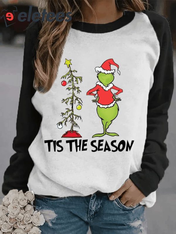 Women’s Funny Christmas Tree Print Casual Sweatshirt