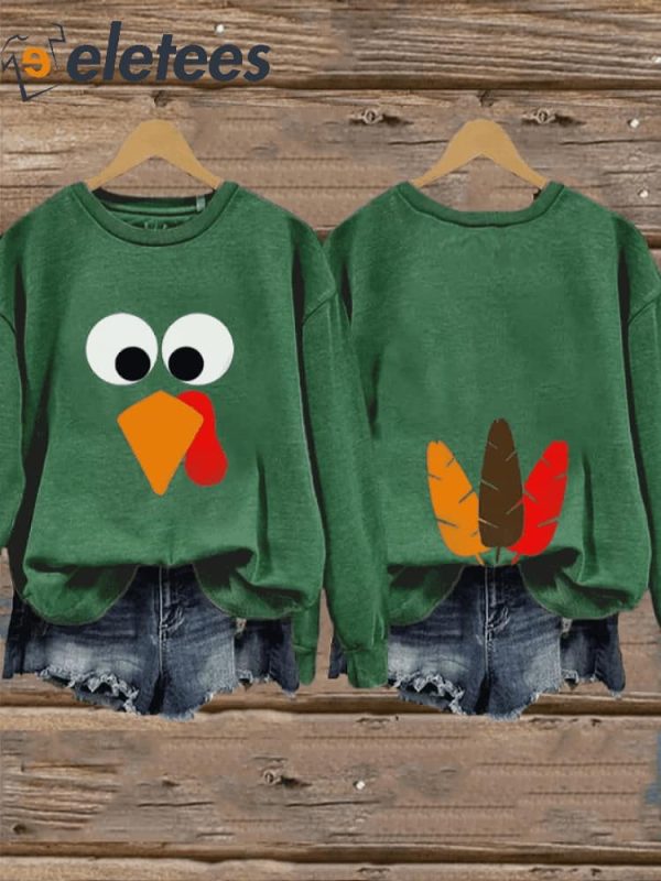 Women’s Funny Turkey Thanksgiving Print Sweatshirt