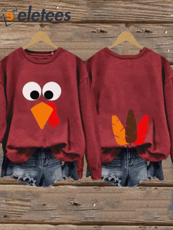Women’s Funny Turkey Thanksgiving Print Sweatshirt