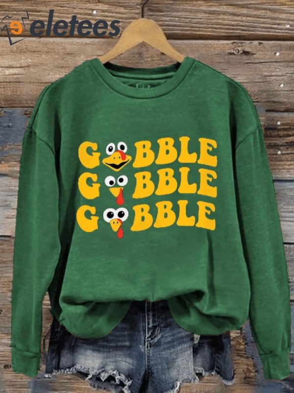Women’s Gobble Turkey Thanksgiving Casual Sweatshirt