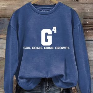 Womens God Goals Grind Growth Printed Sweatshirt 1