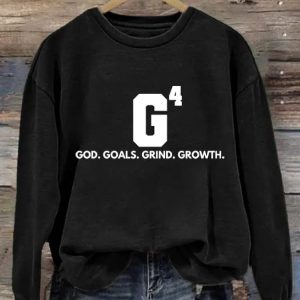 Womens God Goals Grind Growth Printed Sweatshirt 2