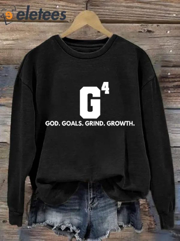 Women’s God Goals Grind Growth Printed Sweatshirt