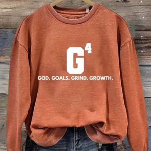 Womens God Goals Grind Growth Printed Sweatshirt 3