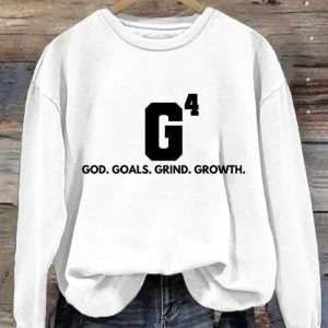 Womens God Goals Grind Growth Printed Sweatshirt 4