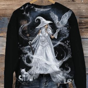 Women’s Halloween Witch Print Sweatshirt