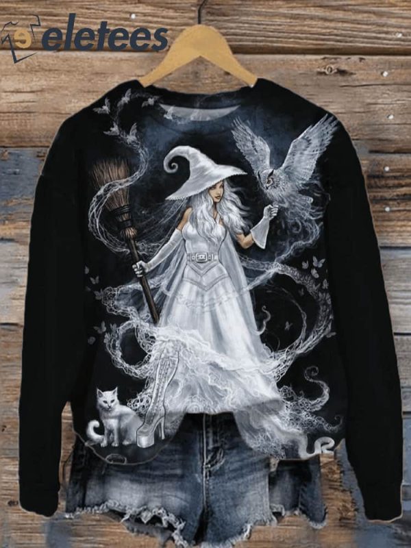 Women’s Halloween Witch Print Sweatshirt