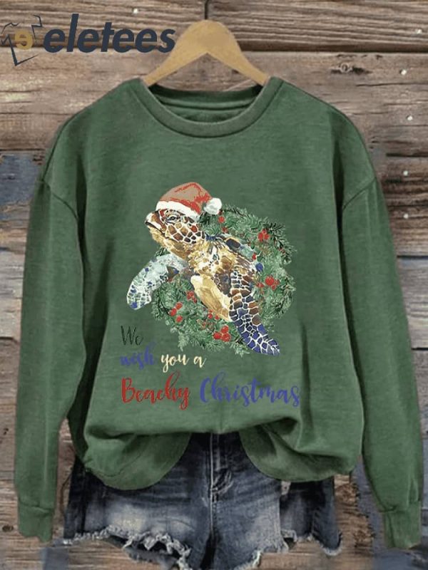 Women’s Hawaiian Turtle Christmas Casual Printed Sweatshirt