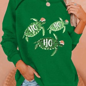 Womens Hawaiian Turtle Christmas Print Long Sleeve Sweatshirt1
