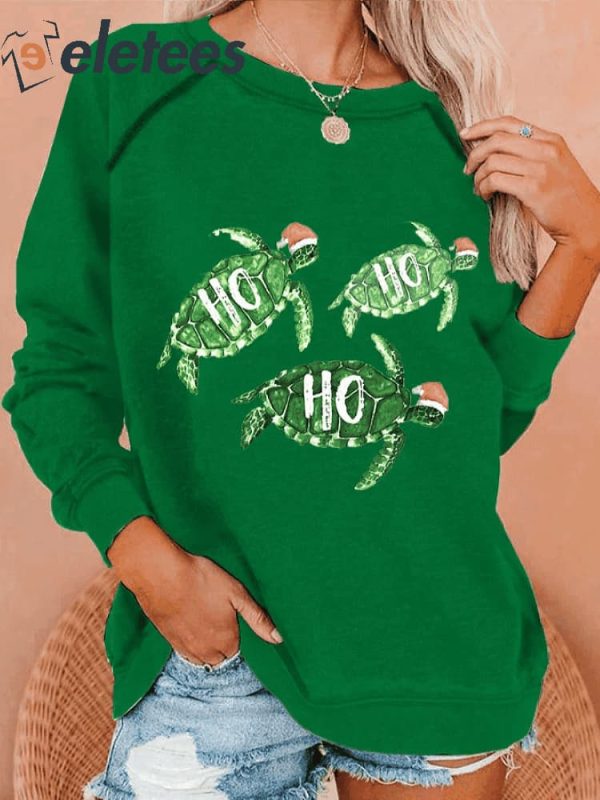 Women’s Hawaiian Turtle Christmas Print Long Sleeve Sweatshirt