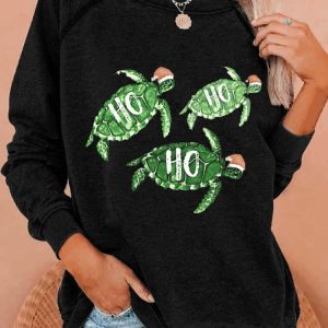 Womens Hawaiian Turtle Christmas Print Long Sleeve Sweatshirt2