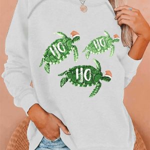 Womens Hawaiian Turtle Christmas Print Long Sleeve Sweatshirt3