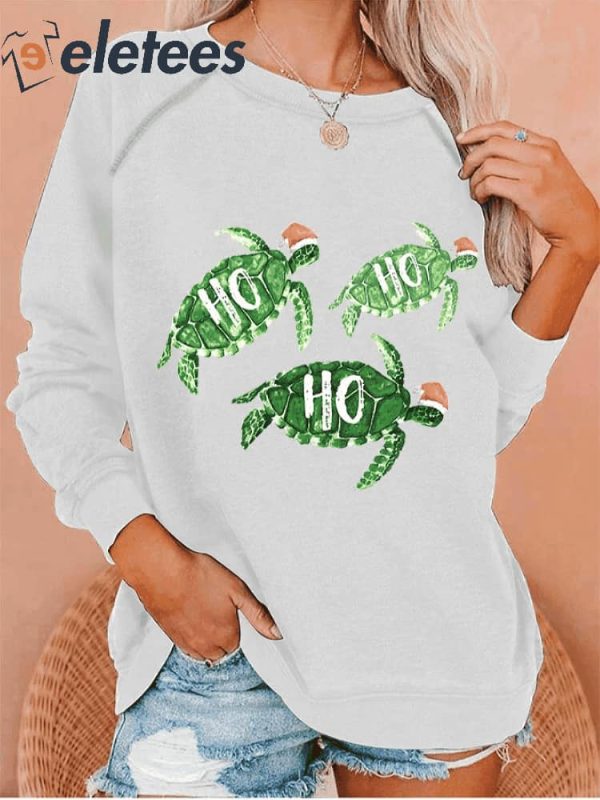 Women’s Hawaiian Turtle Christmas Print Long Sleeve Sweatshirt