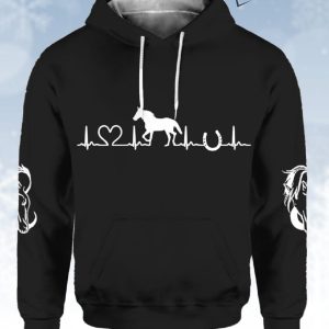 Women's Horse Heartbeat Horse Lover Printed Hoodie