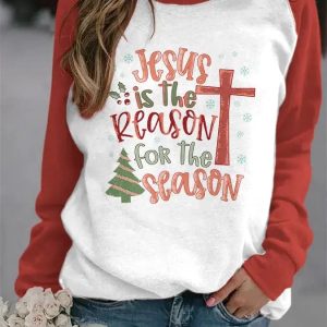 Women's Jesus is the Reason for the Season Printed Sweatshirt