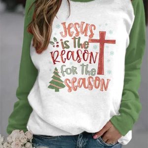 Womens Jesus is the Reason for the Season Printed Sweatshirt 2