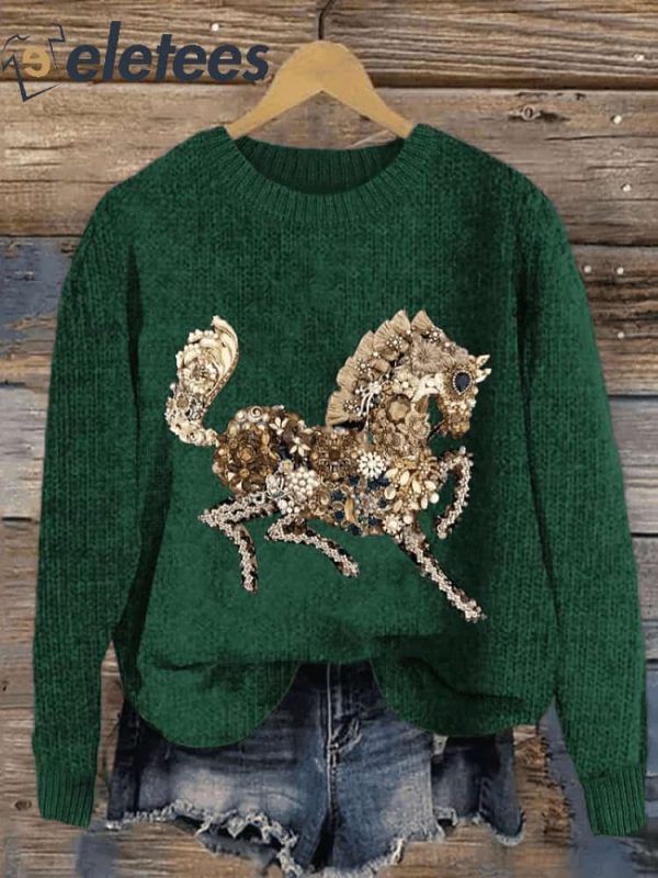 Women’s Jewelry Horse Print Casual Sweatshirt