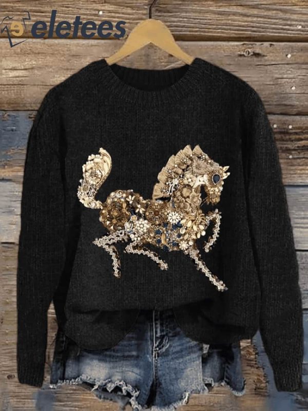 Women’s Jewelry Horse Print Casual Sweatshirt