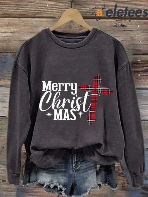 Women’s Merry Christmas Christian Print Casual Sweatshirt