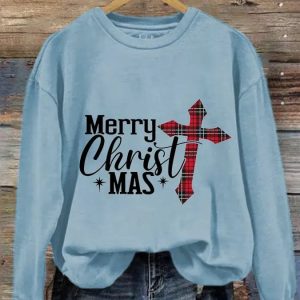 Womens Merry Christmas Christian Print Casual Sweatshirt 2