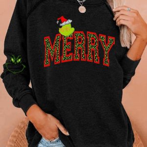Womens Merry Grnchmas Print Sweatshirt1
