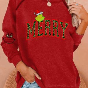 Womens Merry Grnchmas Print Sweatshirt3