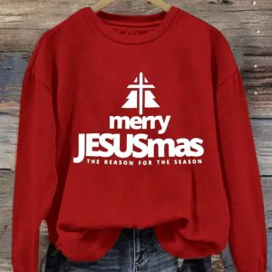 Women's Merry Jesusmas Print Round Neck Sweatshirt
