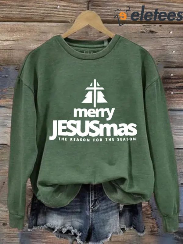 Women’s Merry Jesusmas Print Round Neck Sweatshirt