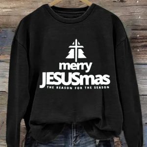 Womens Merry Jesusmas Print Round Neck Sweatshirt 3