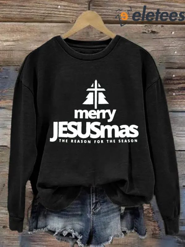 Women’s Merry Jesusmas Print Round Neck Sweatshirt