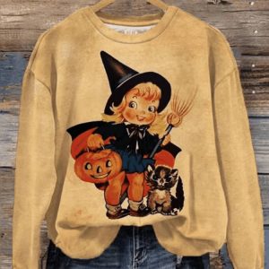 Women’s Retro Halloween Print Sweatshirt
