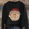 Women’s Shiny Jewelry Santa Claus Print Christmas Casual Sweatshirt