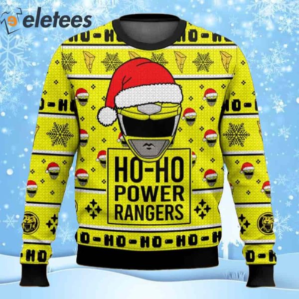 Yellow Ranger Ho-Ho Power Rangers Ugly Christmas Sweater