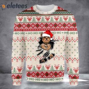Yorkie In Hole Ho Ho Ho Ugly Christmas Sweater