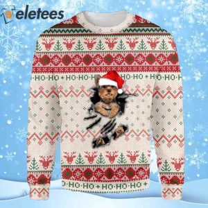 Yorkie In Hole Ho Ho Ho Ugly Christmas Sweater 2