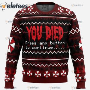 You Died Resident Evil Ugly Christmas Sweater