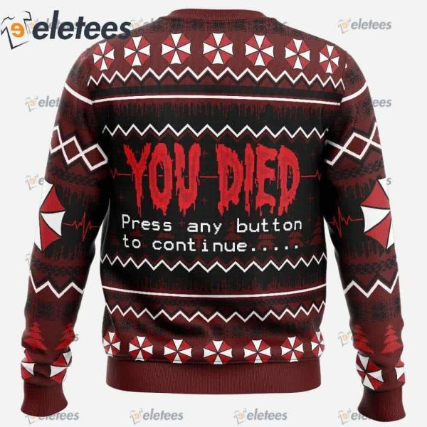 You Died Resident Evil Ugly Christmas Sweater